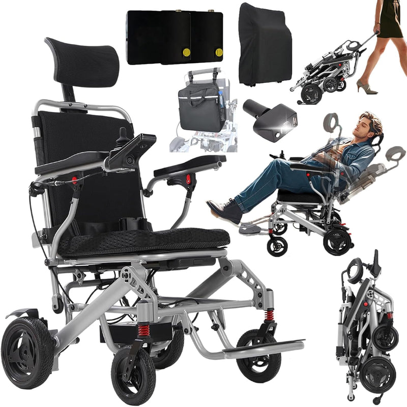 2025 Reclining Electric Wheelchair – Foldable All-Terrain Power Chair with 30+ Mile Range & Dual Batteries