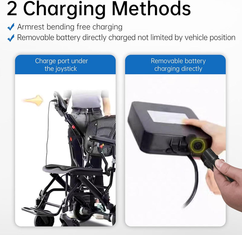 42 lbs Lightweight Electric Wheelchair – Foldable, Bluetooth Remote & Dual Batteries, 500W Power