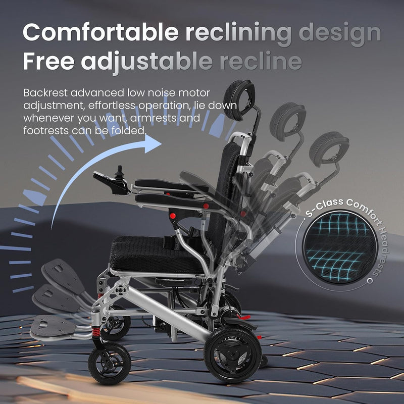 2025 Reclining Electric Wheelchair – Foldable All-Terrain Power Chair with 30+ Mile Range & Dual Batteries
