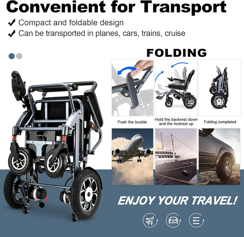2025 Reclining Electric Wheelchair – Foldable All-Terrain Power Chair with 30+ Mile Range & Dual Batteries