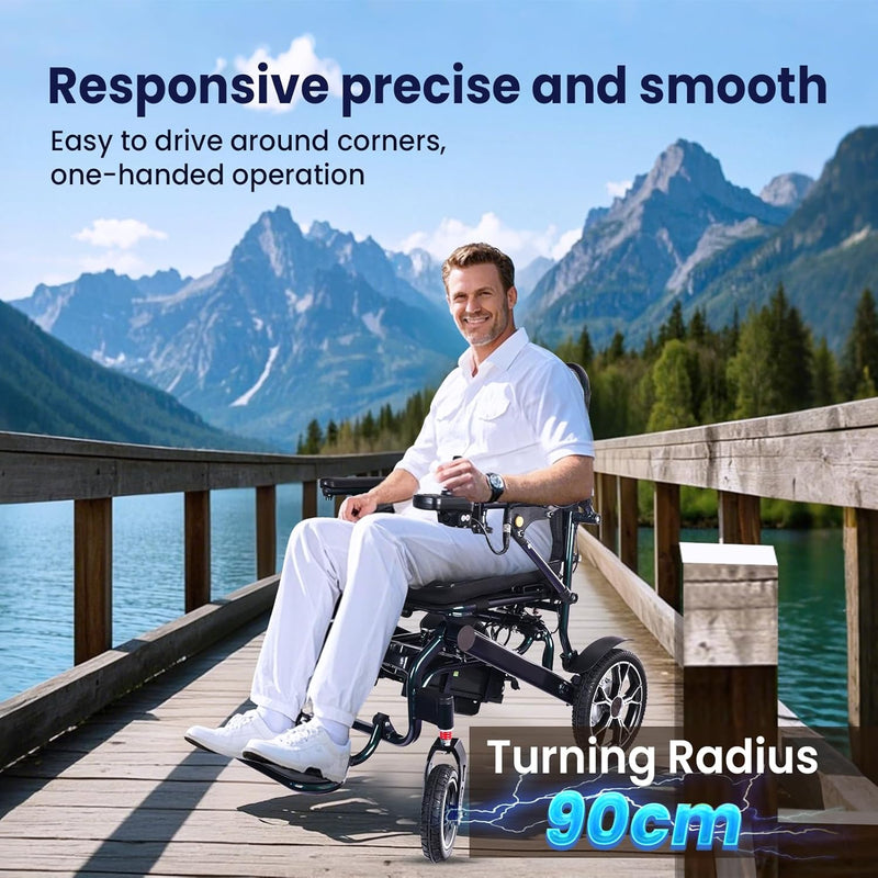 42 lbs Lightweight Electric Wheelchair – Foldable, Bluetooth Remote & Dual Batteries, 500W Power