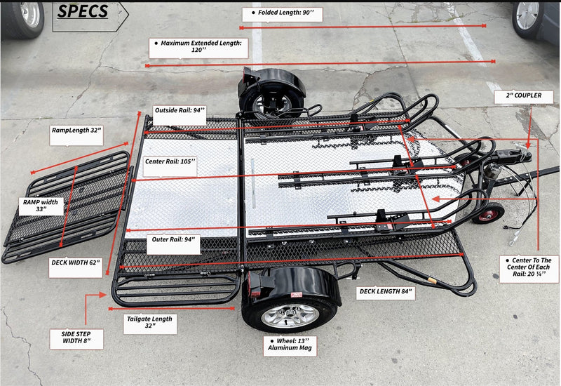 3-Rail Motorcycle Transport Trailer – Heavy-Duty Bike Hauler with Secure Rails